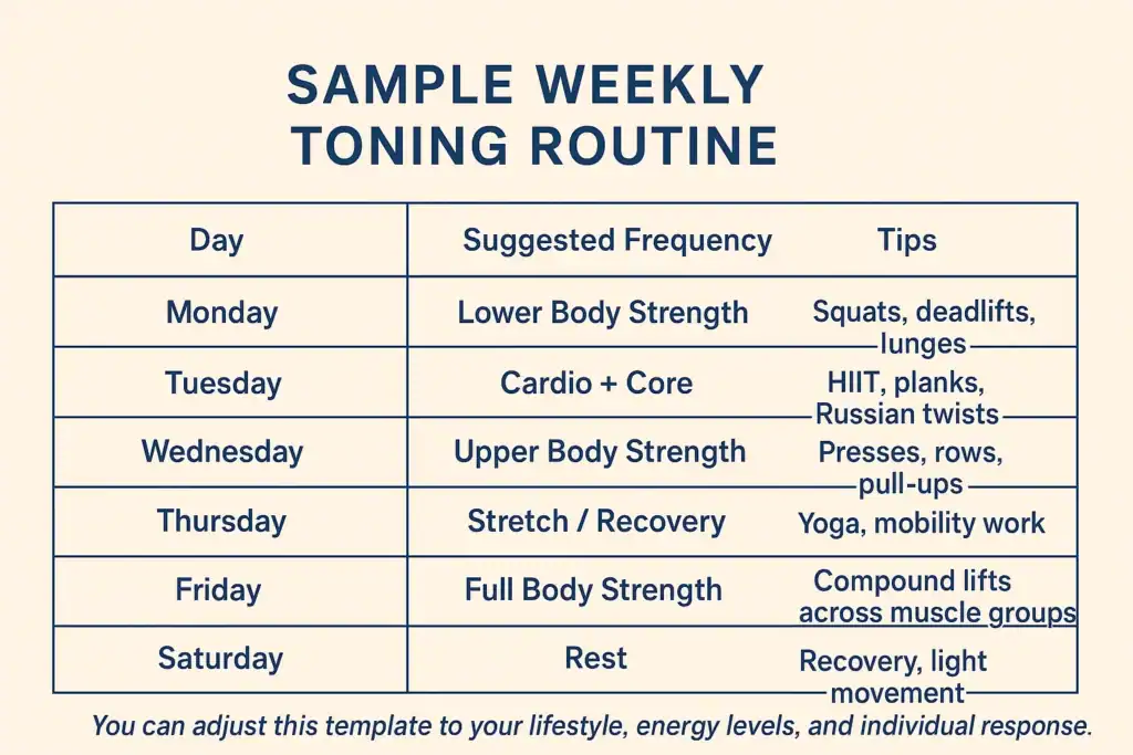 Achieving the Perfect Tone: How Often Should You Exercise for Results? 4 Weekly exercise Hampton plan graphic