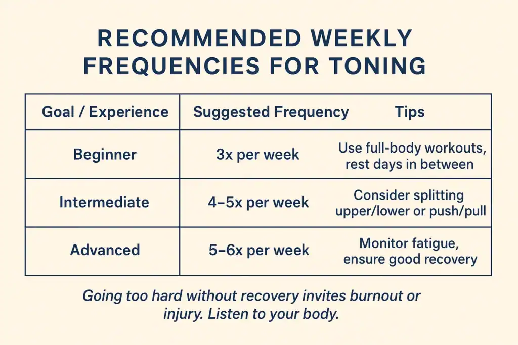 Achieving the Perfect Tone: How Often Should You Exercise for Results? 2 Graphic to show how often you should do exercise to help with toning Hampton