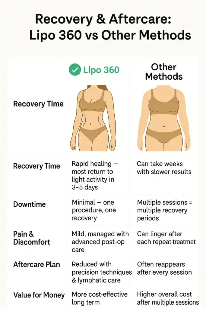 Recovery and Aftercare for Fat-Dissolving Surgery 2 Table to show fat dissolving injection aftercare Hampton